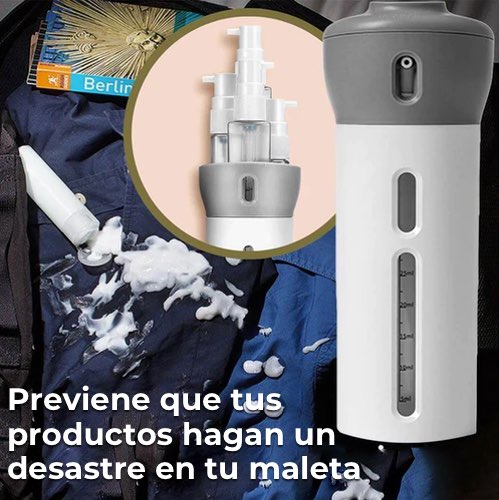 ViajaFácil 4 en 1: Dispensador Compacto de Líquidos