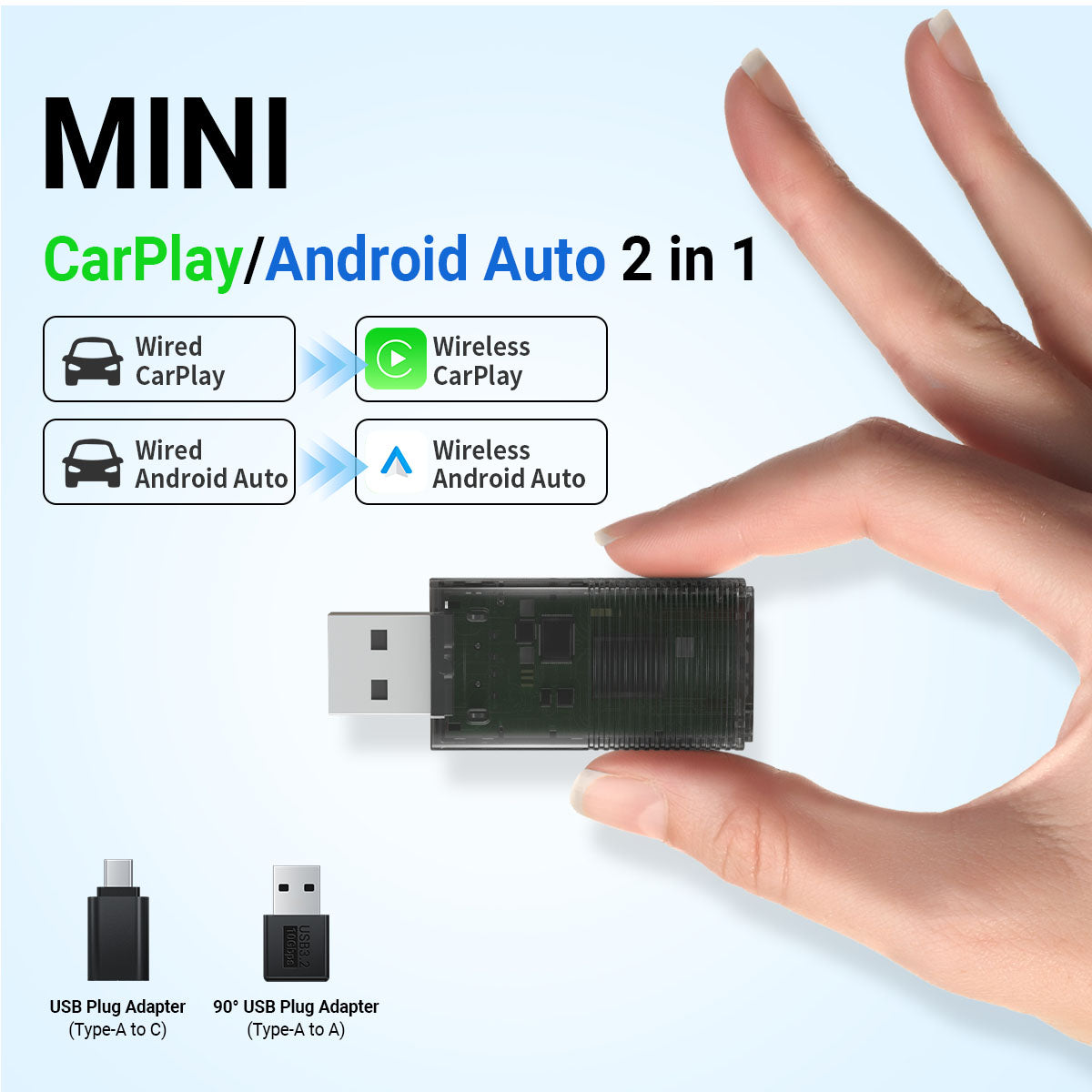 ⚡Upgrades⚡Mini Wireless CarPlay/Android Auto 2 in 1 Adapter
