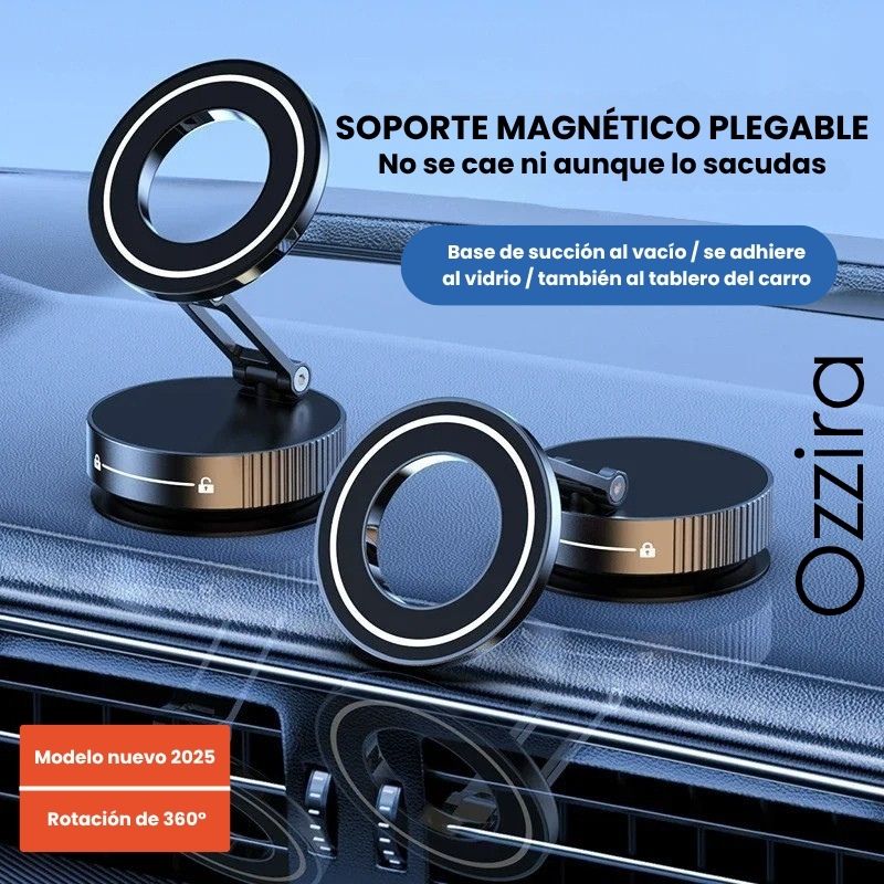 Soporte Magnético 360° para Celular – Succión al Vacío, Plegable y Giratorio