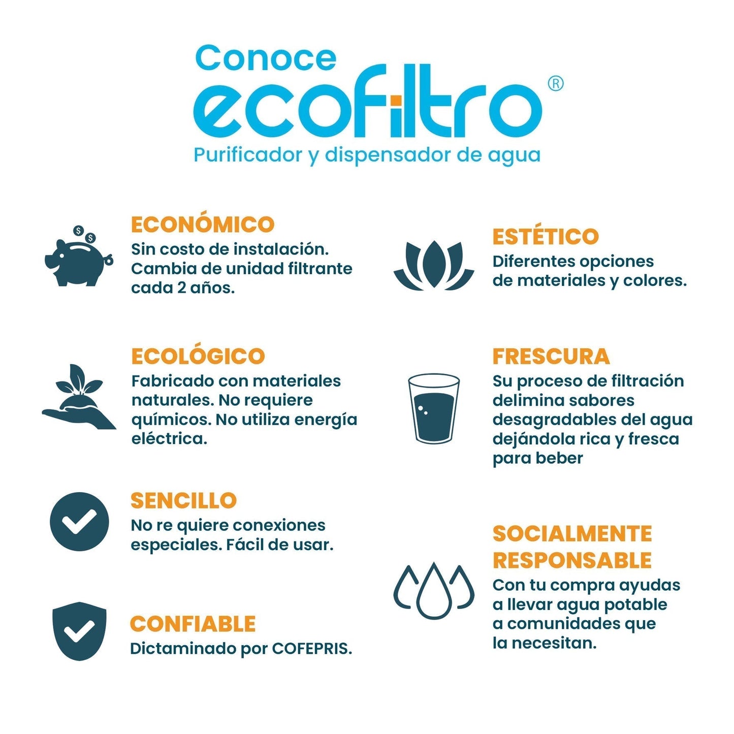 ECOFILTRO PURIFICADOR, DISPENSADOR Y FILTRO DE AGUA CERÁMICA 8LT