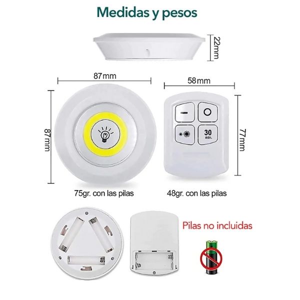 Ecoluz® - Luces Led Inalámbricas X3