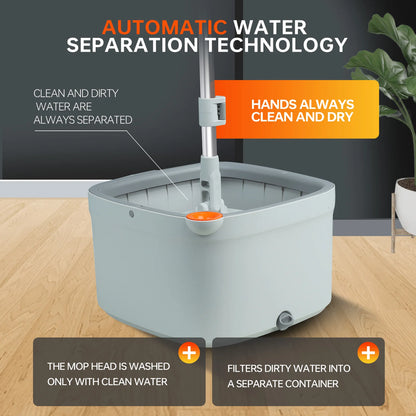 Spin Mop with Bucket Set with 4 Replaceable Mop Pads Home Cleaning Wet and Dry Mop Household 360 Flat Floor Mop and Bucket Set