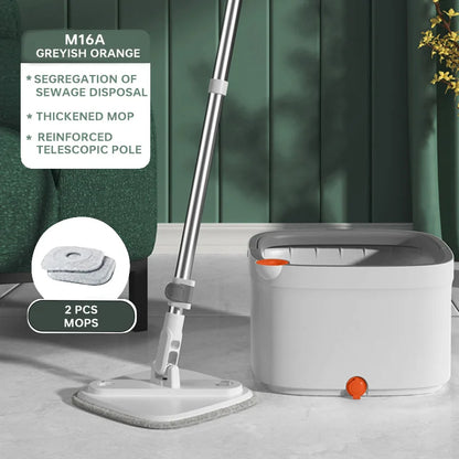 Spin Mop with Bucket Set with 4 Replaceable Mop Pads Home Cleaning Wet and Dry Mop Household 360 Flat Floor Mop and Bucket Set