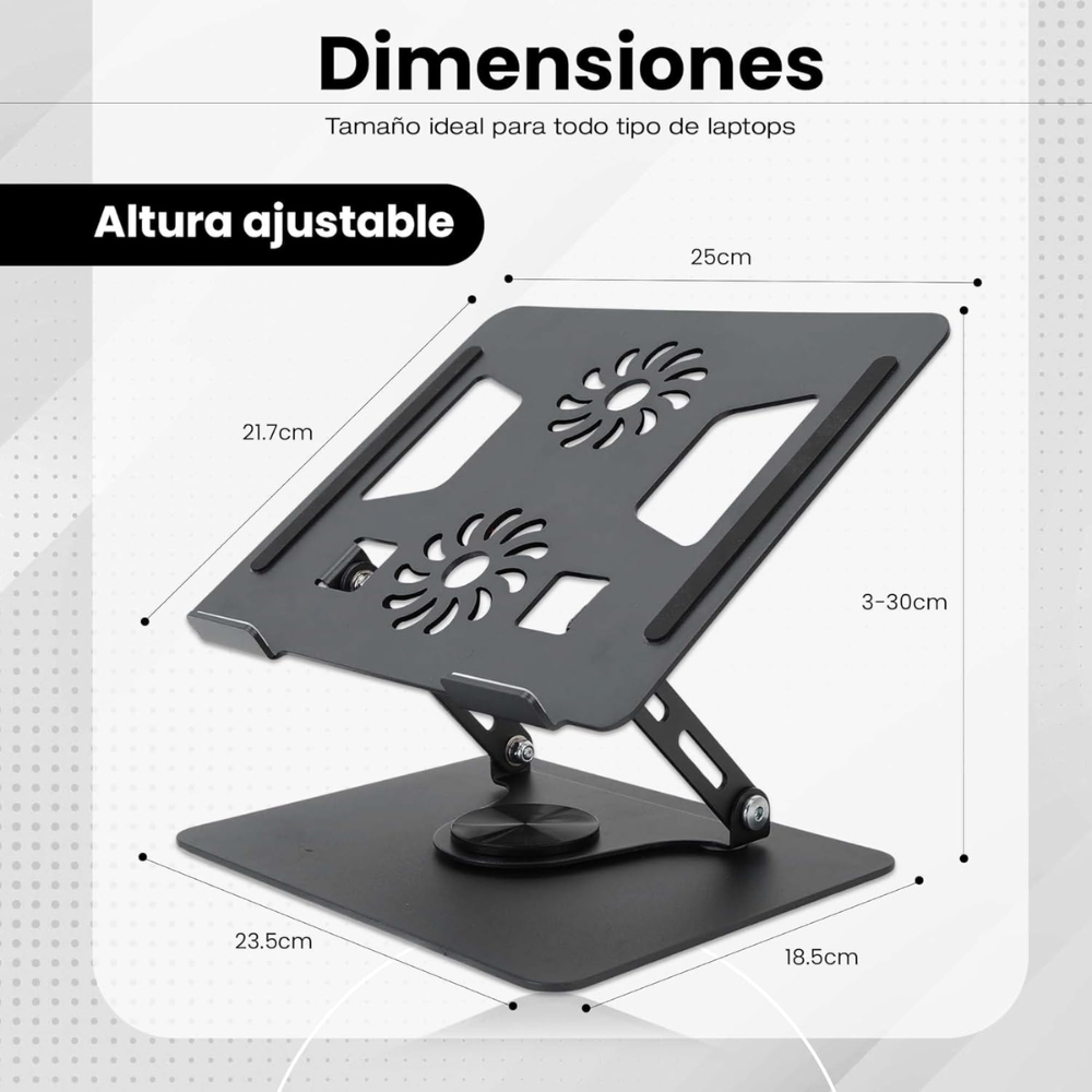 SOPORTE PARA PORTATIL METALICO - GIRATORIO - AJUSTABLE