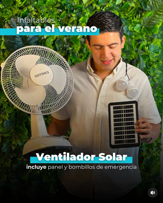 EcoFresh Solar™ – Ventilador Solar Portátil Recargable, Silencioso y de Larga Duración | Ahorro de Energía