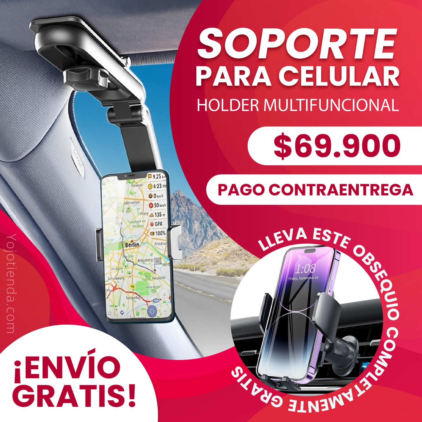 Soporte Multifuncional Para Carro + Soporte de Obsequio