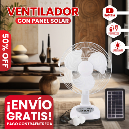 EcoFresh Solar™ – Ventilador Solar Portátil Recargable, Silencioso y de Larga Duración | Ahorro de Energía